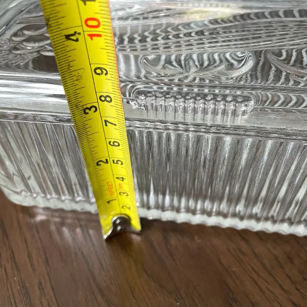 Vintage Federal Glass Refrigerator Dish Ribbed Clear Glass Fruit Lid READ Dscpt